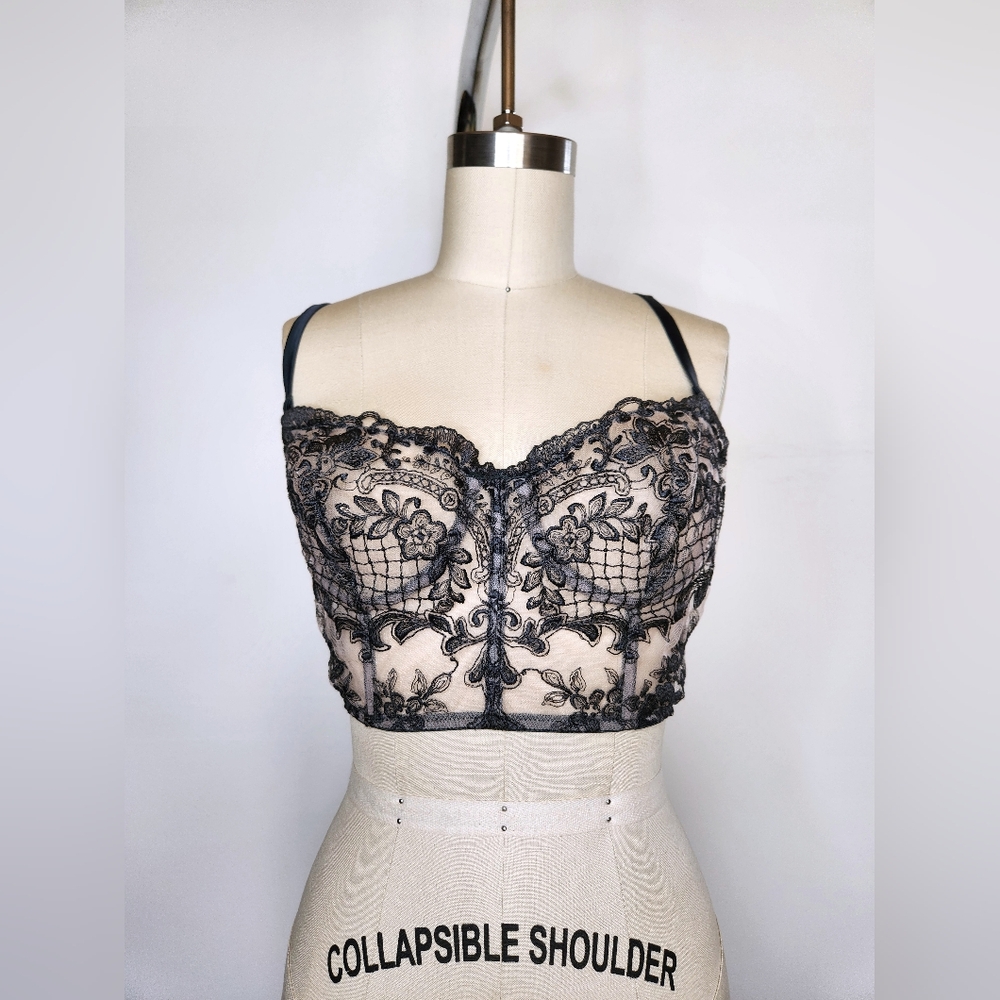 I.D. Sarrieri Green Lace Bustier 34C Sheer See through Sexy Used Once $600 - Picture 5 of 11
